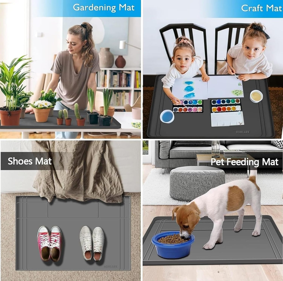 Under Sink Mat for Kitchen Waterproof, 34x22 Inches with Smaller Cut - Flexible Silicone Under Sink Liner, Kitchen Bathroom Cabinet Organizer for Drips Leaks (Grey, 34" L x 22" or Smaller)