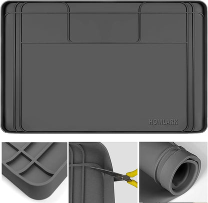 Under Sink Mat for Kitchen Waterproof, 34x22 Inches with Smaller Cut - Flexible Silicone Under Sink Liner, Kitchen Bathroom Cabinet Organizer for Drips Leaks (Grey, 34" L x 22" or Smaller)