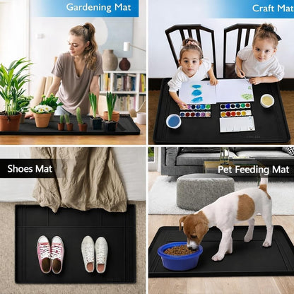 Under Sink Mat for Kitchen Waterproof, 34x22 Inches with Smaller Cut - Flexible Silicone Under Sink Liner, Kitchen Bathroom Cabinet Organizer for Drips Leaks (Grey, 34" L x 22" or Smaller)