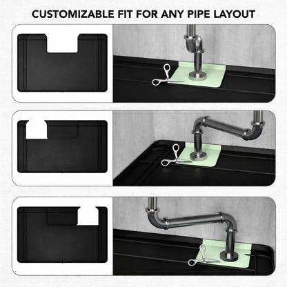 Under Sink Mat for Kitchen Waterproof, 34x22 Inches with Smaller Cut - Flexible Silicone Under Sink Liner, Kitchen Bathroom Cabinet Organizer for Drips Leaks (Grey, 34" L x 22" or Smaller)