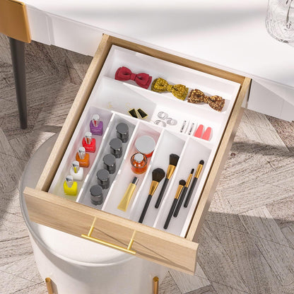 Utensil Organizer Silverware Drawer Organizer - Bamboo Expandable Cutlery Tray with Dividers for Utensil Holder Office Storage Makeup Desk Drawer Tool Organization W13.5"-19.5" x L17.5" x H2.5"(Black) | Expandable