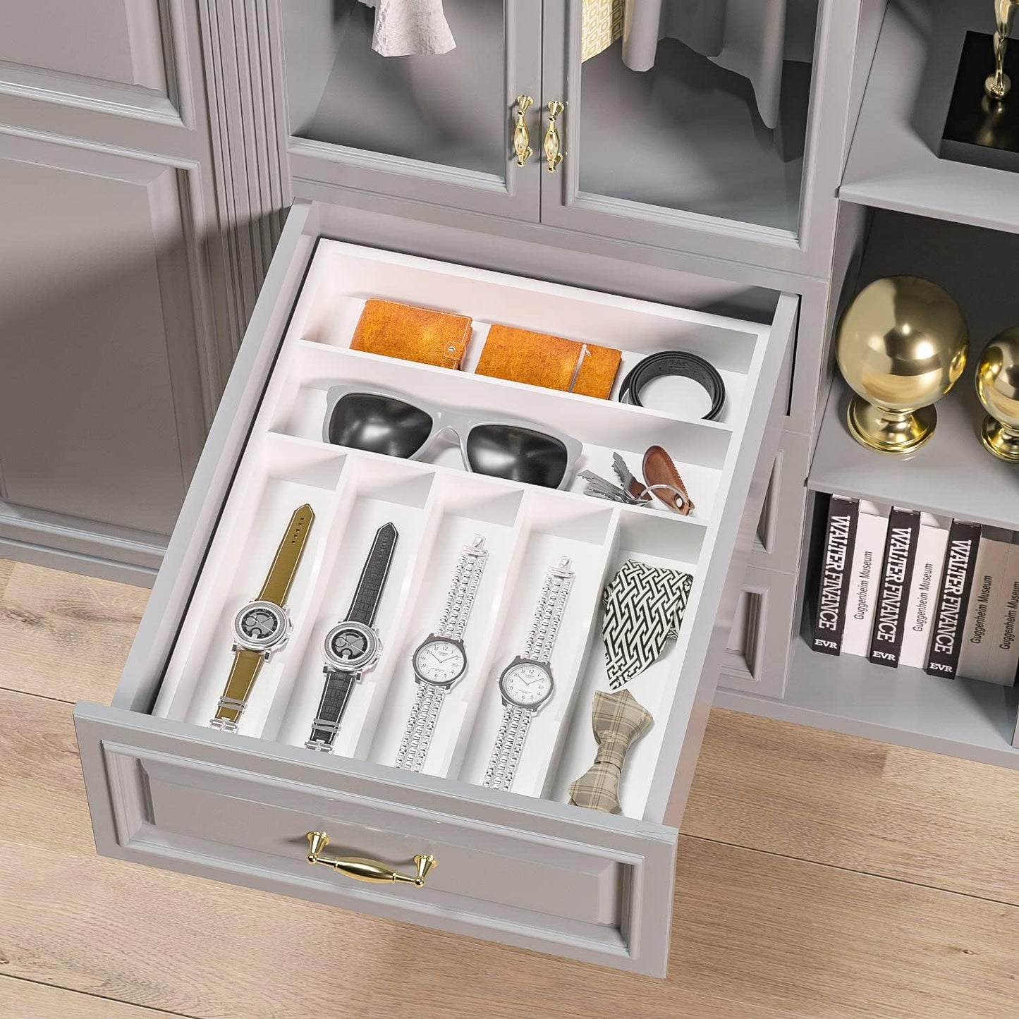 Utensil Organizer Silverware Drawer Organizer - Bamboo Expandable Cutlery Tray with Dividers for Utensil Holder Office Storage Makeup Desk Drawer Tool Organization W13.5"-19.5" x L17.5" x H2.5"(Black) | Expandable