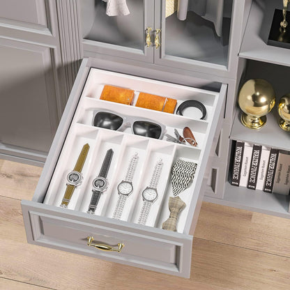 Utensil Organizer Silverware Drawer Organizer - Bamboo Expandable Cutlery Tray with Dividers for Utensil Holder Office Storage Makeup Desk Drawer Tool Organization W13.5"-19.5" x L17.5" x H2.5"(Black) | Expandable