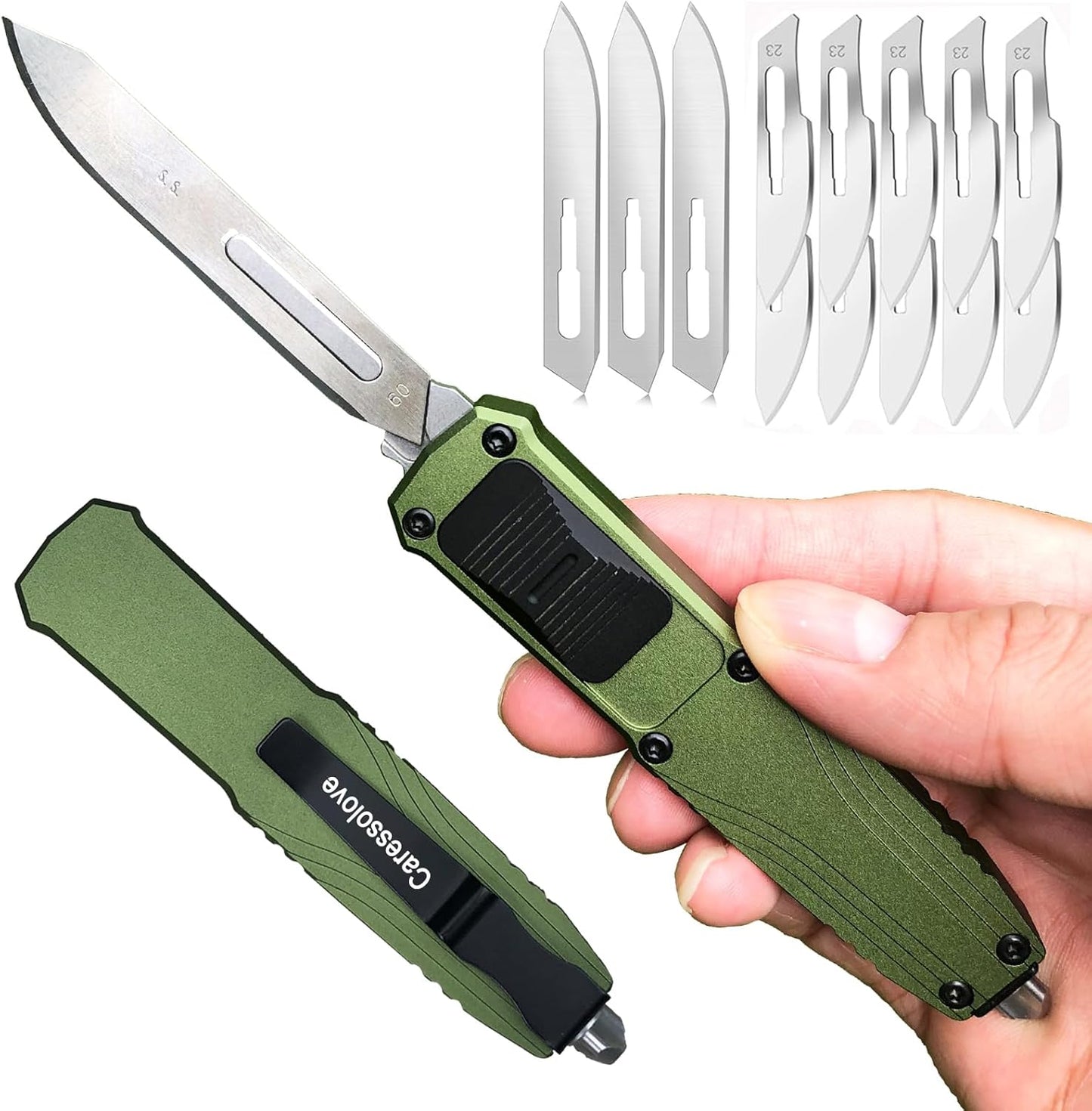 Utility Knife, EDC Retractable Scalpel Knife | Cool Auto Retractable Utility Knife, Automatic Box Cutter with 10PCS #23 and 3PCS 0.4mm thick #60 Scalpel Blades
