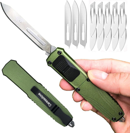 Utility Knife, EDC Retractable Scalpel Knife | Cool Auto Retractable Utility Knife, Automatic Box Cutter with 10PCS #23 and 3PCS 0.4mm thick #60 Scalpel Blades