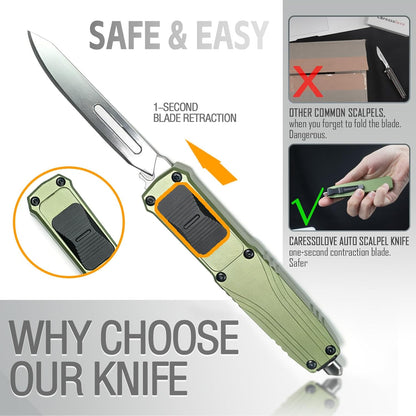 Utility Knife, EDC Retractable Scalpel Knife | Cool Auto Retractable Utility Knife, Automatic Box Cutter with 10PCS #23 and 3PCS 0.4mm thick #60 Scalpel Blades