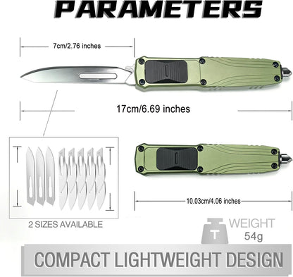 Utility Knife, EDC Retractable Scalpel Knife | Cool Auto Retractable Utility Knife, Automatic Box Cutter with 10PCS #23 and 3PCS 0.4mm thick #60 Scalpel Blades