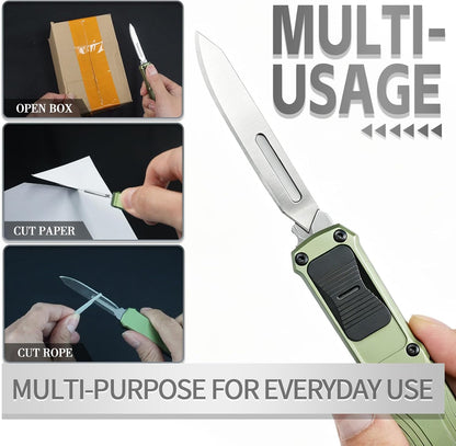 Utility Knife, EDC Retractable Scalpel Knife | Cool Auto Retractable Utility Knife, Automatic Box Cutter with 10PCS #23 and 3PCS 0.4mm thick #60 Scalpel Blades