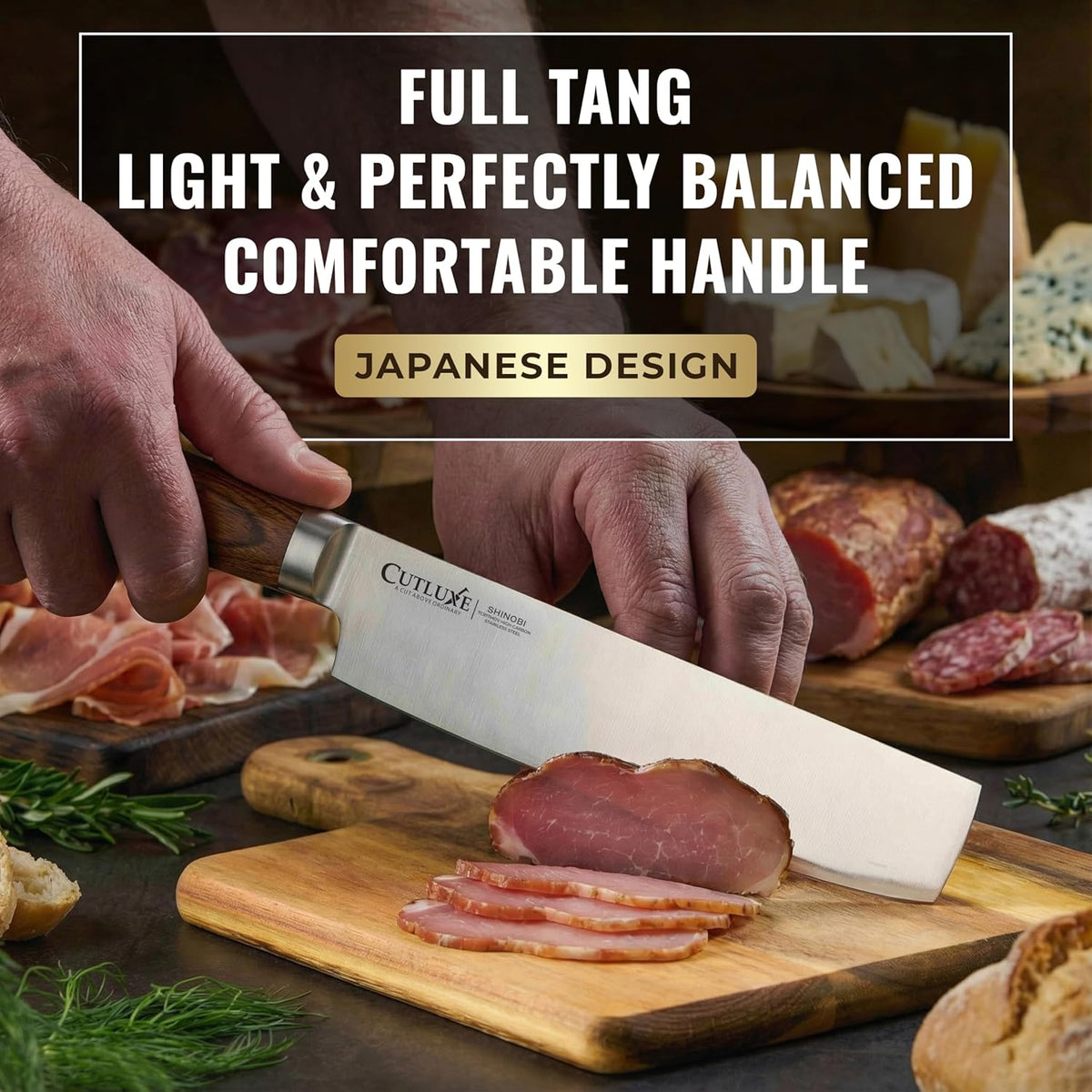 Nakiri Knife, 7" Japanese Meat & Vegetable Knife for Chopping | Ultra Sharp High Carbon Stainless Steel, Full Tang Pakkawood Handle – Shinobi Series