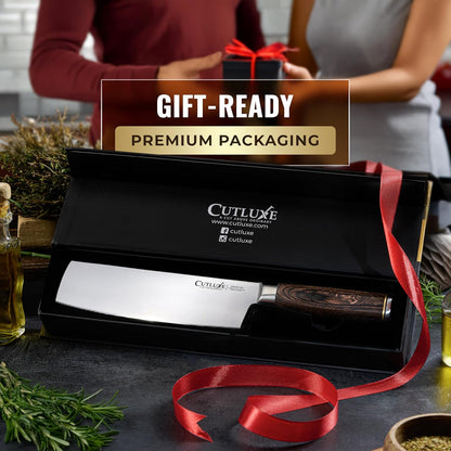Nakiri Knife, 7" Japanese Meat & Vegetable Knife for Chopping | Ultra Sharp High Carbon Stainless Steel, Full Tang Pakkawood Handle – Shinobi Series