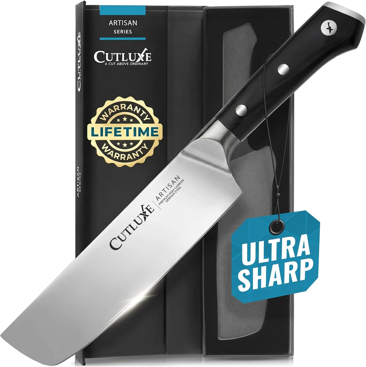 Nakiri Knife, 7" Japanese Meat & Vegetable Knife for Chopping | Ultra Sharp High Carbon Stainless Steel, Full Tang Pakkawood Handle – Shinobi Series