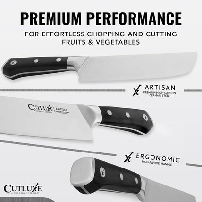 Nakiri Knife, 7" Japanese Meat & Vegetable Knife for Chopping | Ultra Sharp High Carbon Stainless Steel, Full Tang Pakkawood Handle – Shinobi Series