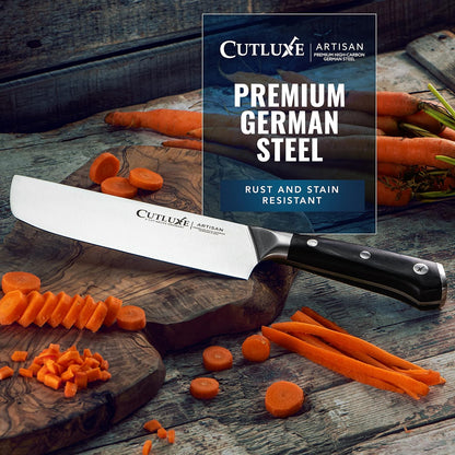 Nakiri Knife, 7" Japanese Meat & Vegetable Knife for Chopping | Ultra Sharp High Carbon Stainless Steel, Full Tang Pakkawood Handle – Shinobi Series