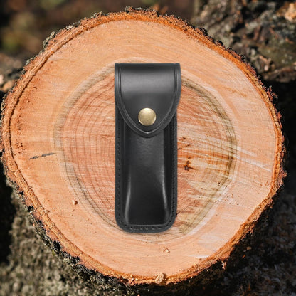 2pcs Leather Knife Sheath 5.71" Leather Pocket Knife Sheath with Hole for Folding Knife Camping Hunting Outdoors, Black
