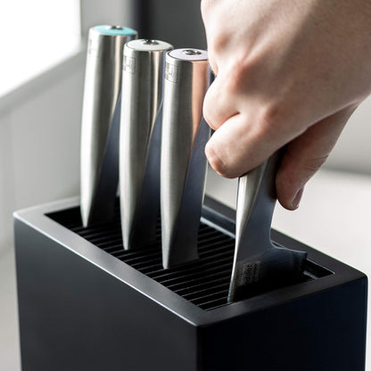 Universal Upright Knife Block Holder for 20 Knives Blades Up to 20cm Long, Matt Black