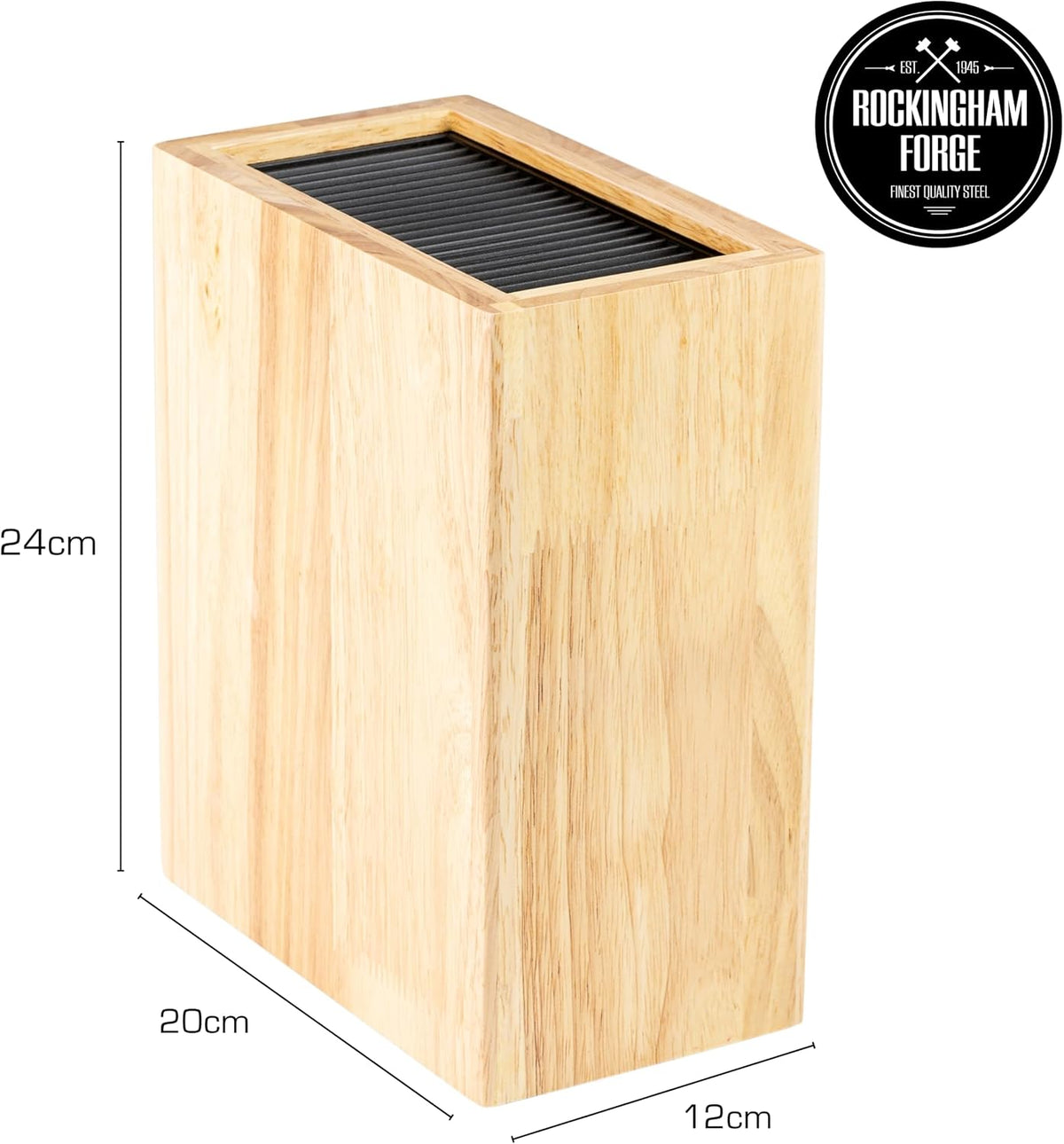Universal Upright Knife Block Holder for 20 Knives Blades Up to 20cm Long, Matt Black