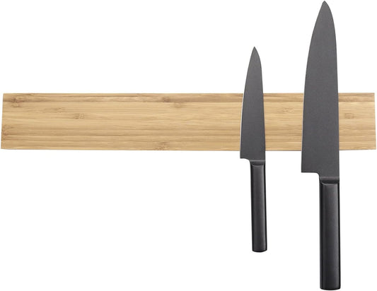 Bamboo Magnetic Knife Holder for Wall 17 inch Knife Magnetic Strip Bar Rack- 50% Stronger Magnet - Safe, Secure & Easy Storage Solution for Kitchen Knives, Metal Utensils & More