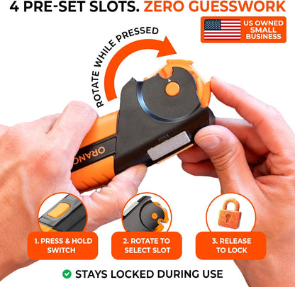 Orange Ninja 7-in-1 Garden Tool & Knife Sharpener – Sharpens Axe, Hatchet, Machete, Pruner & Shears – One Tool for All Your Outdoor Blades – Gift for Gardeners