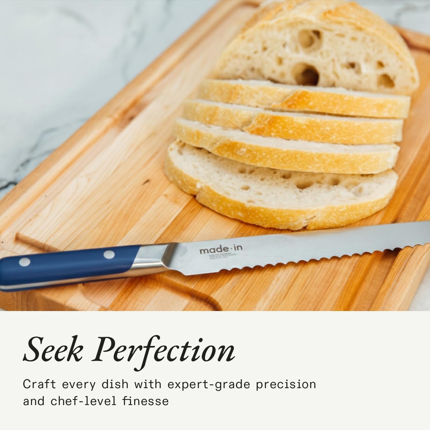 Cookware - 9" Bread Knife France - Full Tang with Harbour Blue Handle