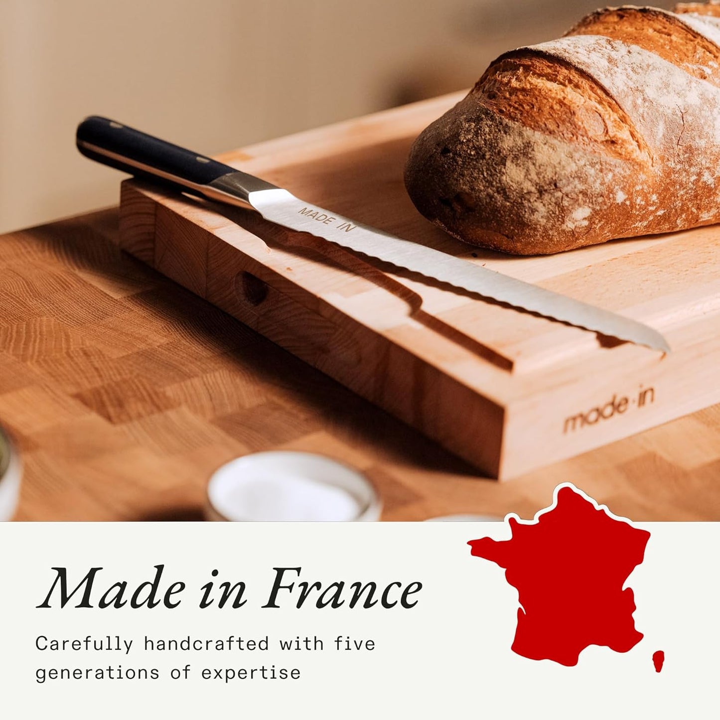 Cookware - 9" Bread Knife France - Full Tang with Harbour Blue Handle