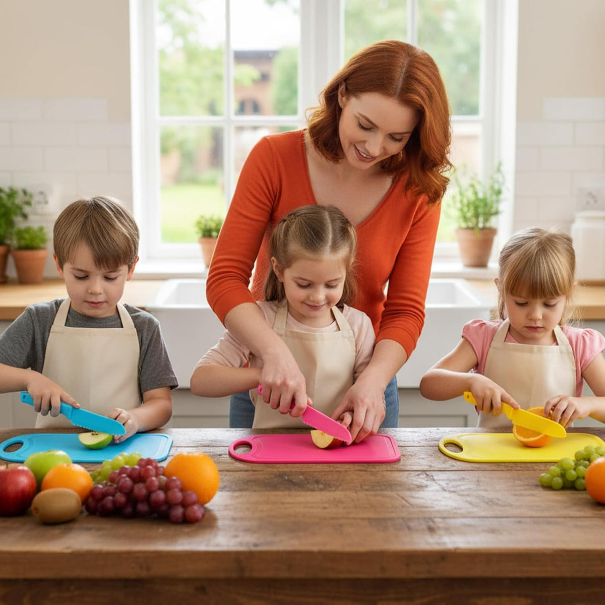 30 Pcs Kids Plastic Knife Set with Cutting Board, Plastic Safe Knives Toddler Cutting Board Colorful Toddler Kids Cooking Utensils for Salad Fruit Vegetables