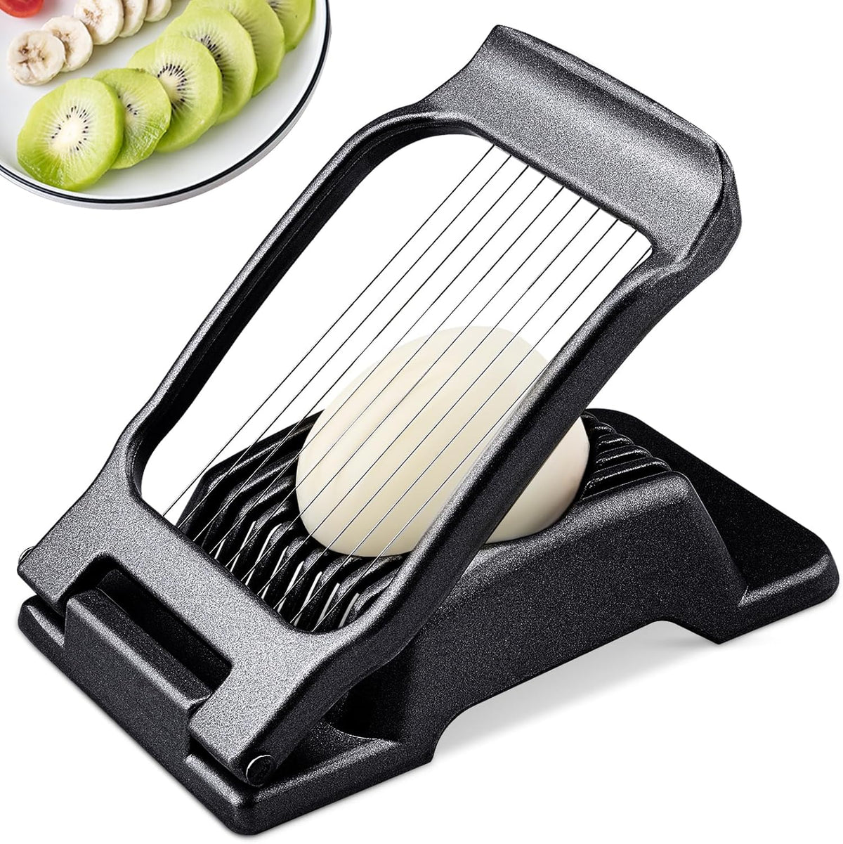 Egg Slicer for Hard Boiled Eggs, Heavy Duty Aluminium Fruit Slicer | Stainless Steel Wires, Egg Cutter For Egg Mushroom Strawberry Soft Fruit, Dishwasher Safe, Easy to Clean