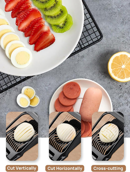 Egg Slicer for Hard Boiled Eggs, Heavy Duty Aluminium Fruit Slicer | Stainless Steel Wires, Egg Cutter For Egg Mushroom Strawberry Soft Fruit, Dishwasher Safe, Easy to Clean