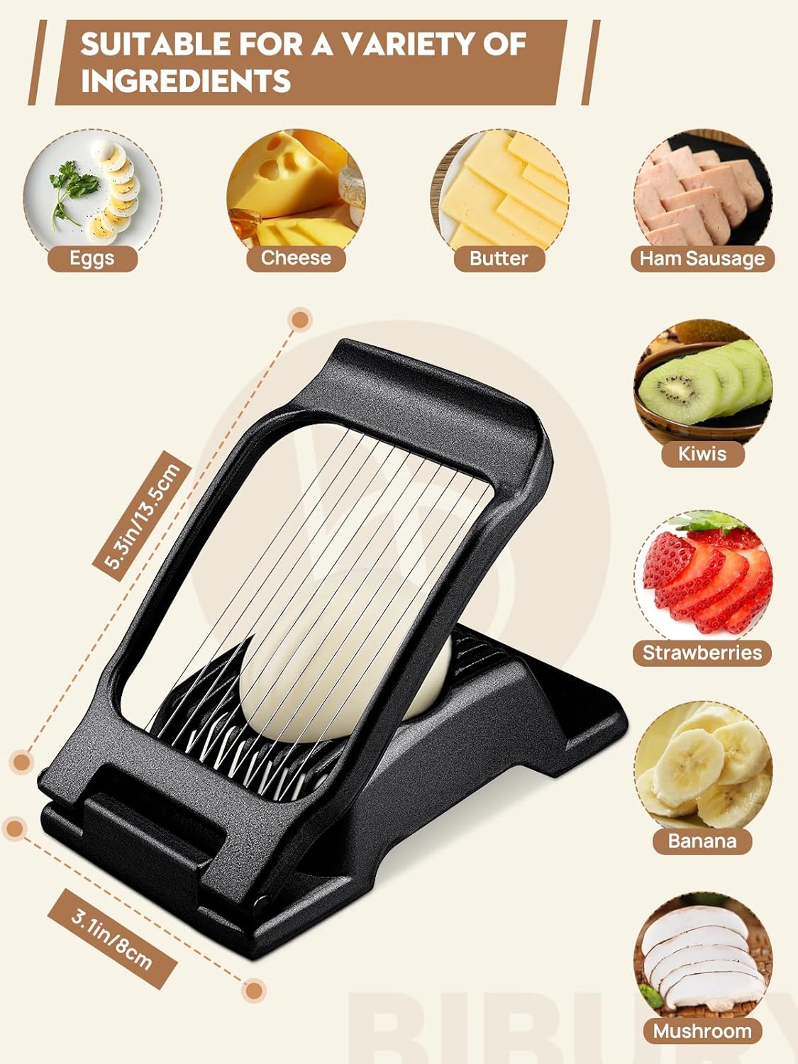 Egg Slicer for Hard Boiled Eggs, Heavy Duty Aluminium Fruit Slicer | Stainless Steel Wires, Egg Cutter For Egg Mushroom Strawberry Soft Fruit, Dishwasher Safe, Easy to Clean