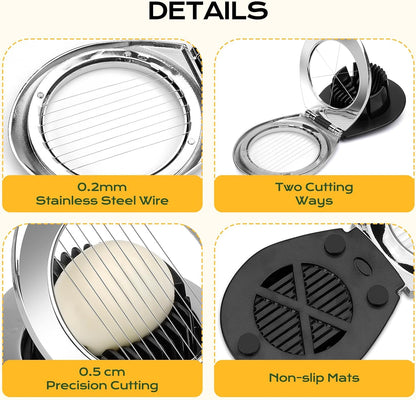 Egg Slicer for Hard Boiled Eggs, Heavy Duty Aluminium Fruit Slicer | Stainless Steel Wires, Egg Cutter For Egg Mushroom Strawberry Soft Fruit, Dishwasher Safe, Easy to Clean