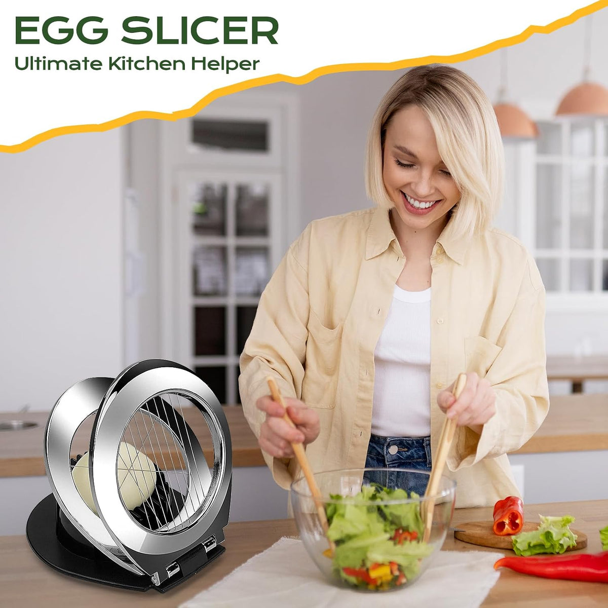 Egg Slicer for Hard Boiled Eggs, Heavy Duty Aluminium Fruit Slicer | Stainless Steel Wires, Egg Cutter For Egg Mushroom Strawberry Soft Fruit, Dishwasher Safe, Easy to Clean