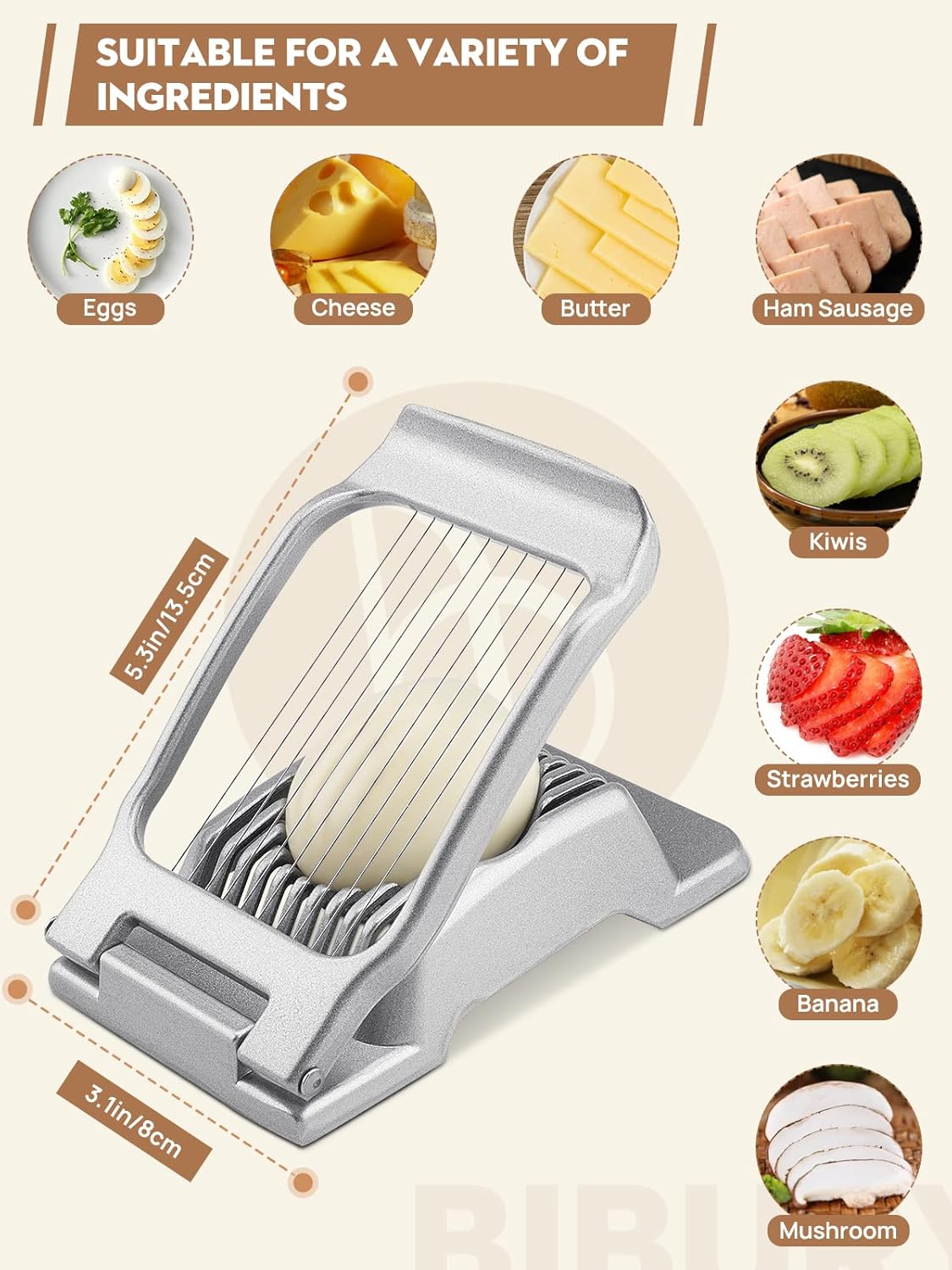 Egg Slicer for Hard Boiled Eggs, Heavy Duty Aluminium Fruit Slicer | Stainless Steel Wires, Egg Cutter For Egg Mushroom Strawberry Soft Fruit, Dishwasher Safe, Easy to Clean