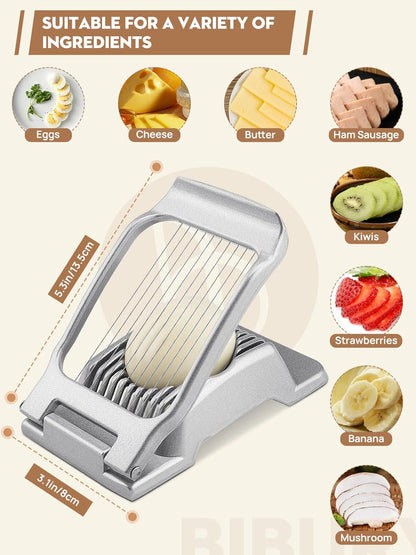 Egg Slicer for Hard Boiled Eggs, Heavy Duty Aluminium Fruit Slicer | Stainless Steel Wires, Egg Cutter For Egg Mushroom Strawberry Soft Fruit, Dishwasher Safe, Easy to Clean