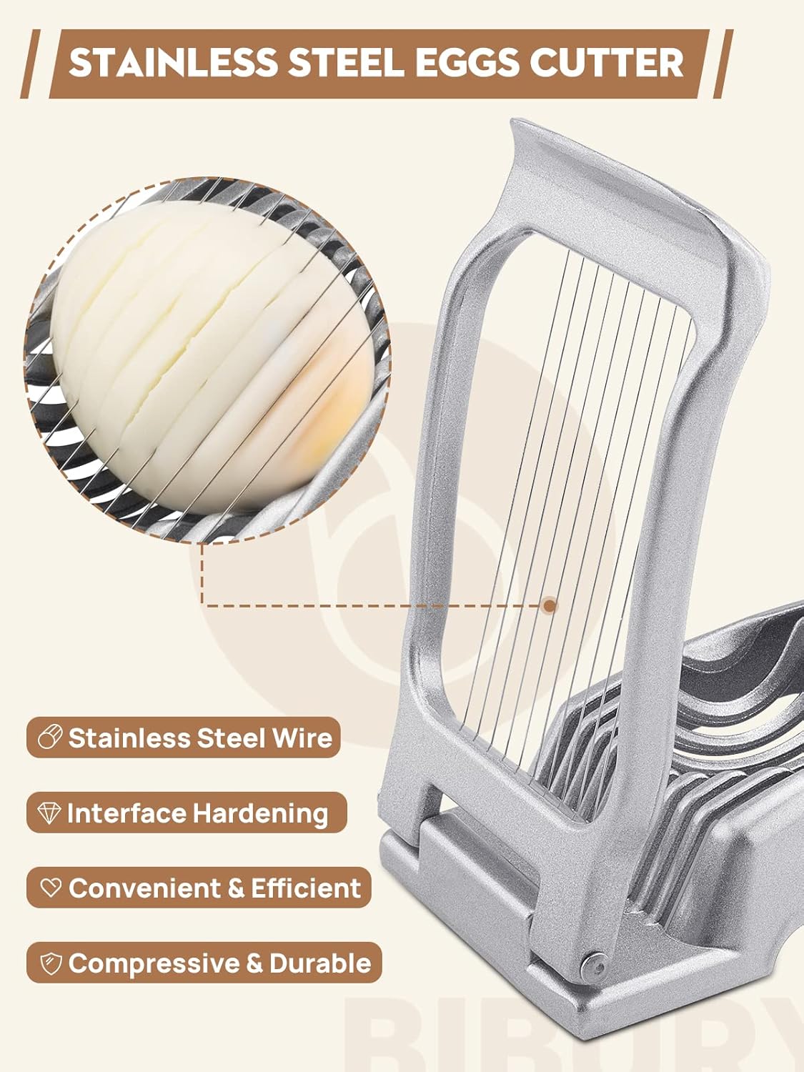 Egg Slicer for Hard Boiled Eggs, Heavy Duty Aluminium Fruit Slicer | Stainless Steel Wires, Egg Cutter For Egg Mushroom Strawberry Soft Fruit, Dishwasher Safe, Easy to Clean