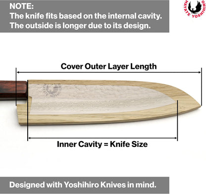 Yoshihiro Magnetic Oak Wood Saya Cover Blade Protector for Santoku (180mm)7in