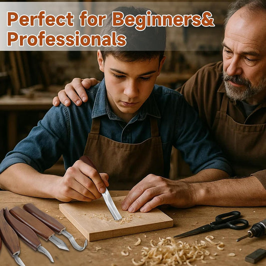 Wood Carving Kit, 17Pcs Wood Carving Tools, Professional Whittling Knife Set, Wooden Hand Knives with Sheath & Deluxe Leather Roll Bag for Beginners Adults & Starter Woodworking