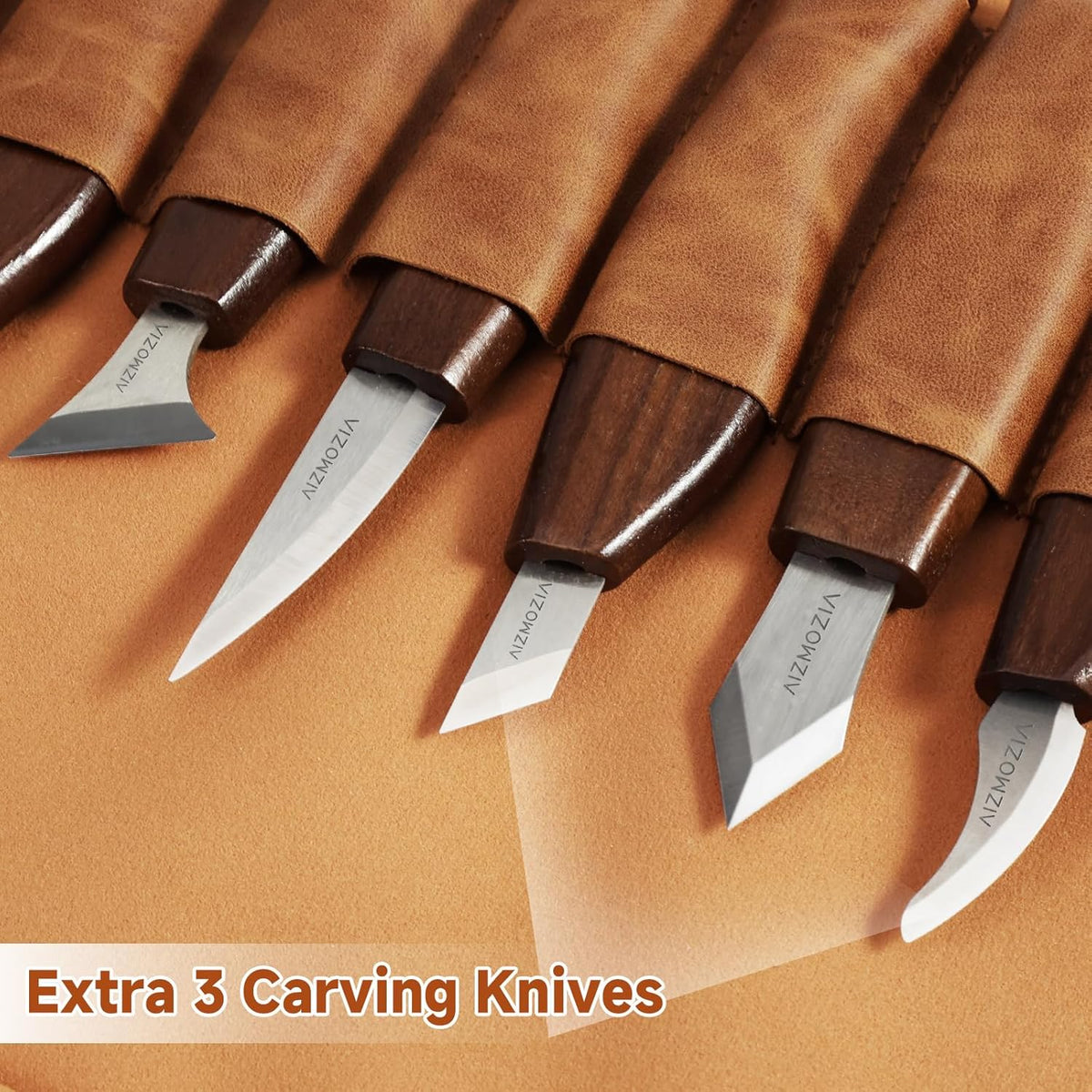Wood Carving Kit, 17Pcs Wood Carving Tools, Professional Whittling Knife Set, Wooden Hand Knives with Sheath & Deluxe Leather Roll Bag for Beginners Adults & Starter Woodworking