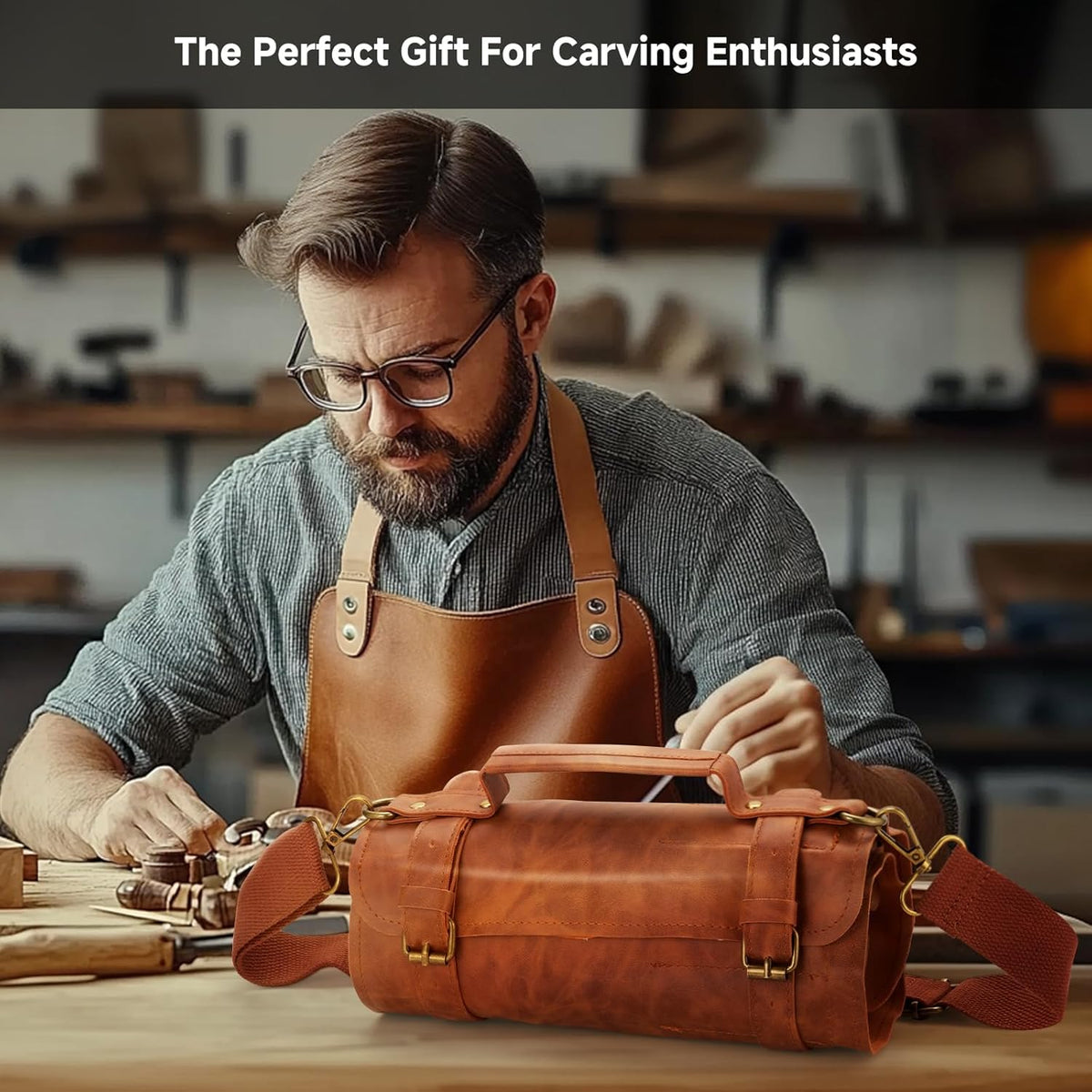 Wood Carving Kit, 17Pcs Wood Carving Tools, Professional Whittling Knife Set, Wooden Hand Knives with Sheath & Deluxe Leather Roll Bag for Beginners Adults & Starter Woodworking