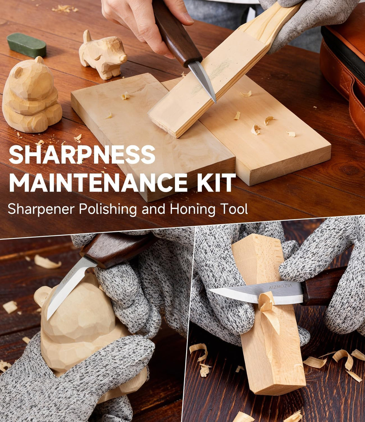 Wood Carving Kit, 17Pcs Wood Carving Tools, Professional Whittling Knife Set, Wooden Hand Knives with Sheath & Deluxe Leather Roll Bag for Beginners Adults & Starter Woodworking