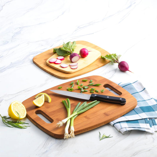 Bamboo Cutting Board 3-Pack, Eco-Friendly Knife-Friendly Boards, 6x9-Inch, 9x12-Inch, 11x15-Inch, Durable and Moisture Resistant, Perfect for Food Prep and Serving