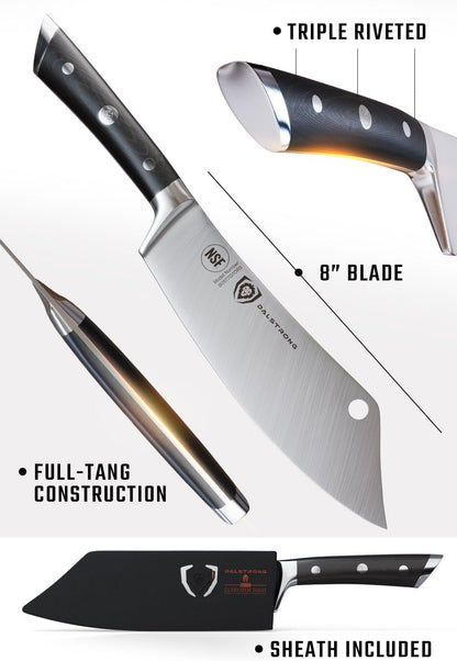 Crixus 8" Chef and Cleaver Knife - German HC Steel