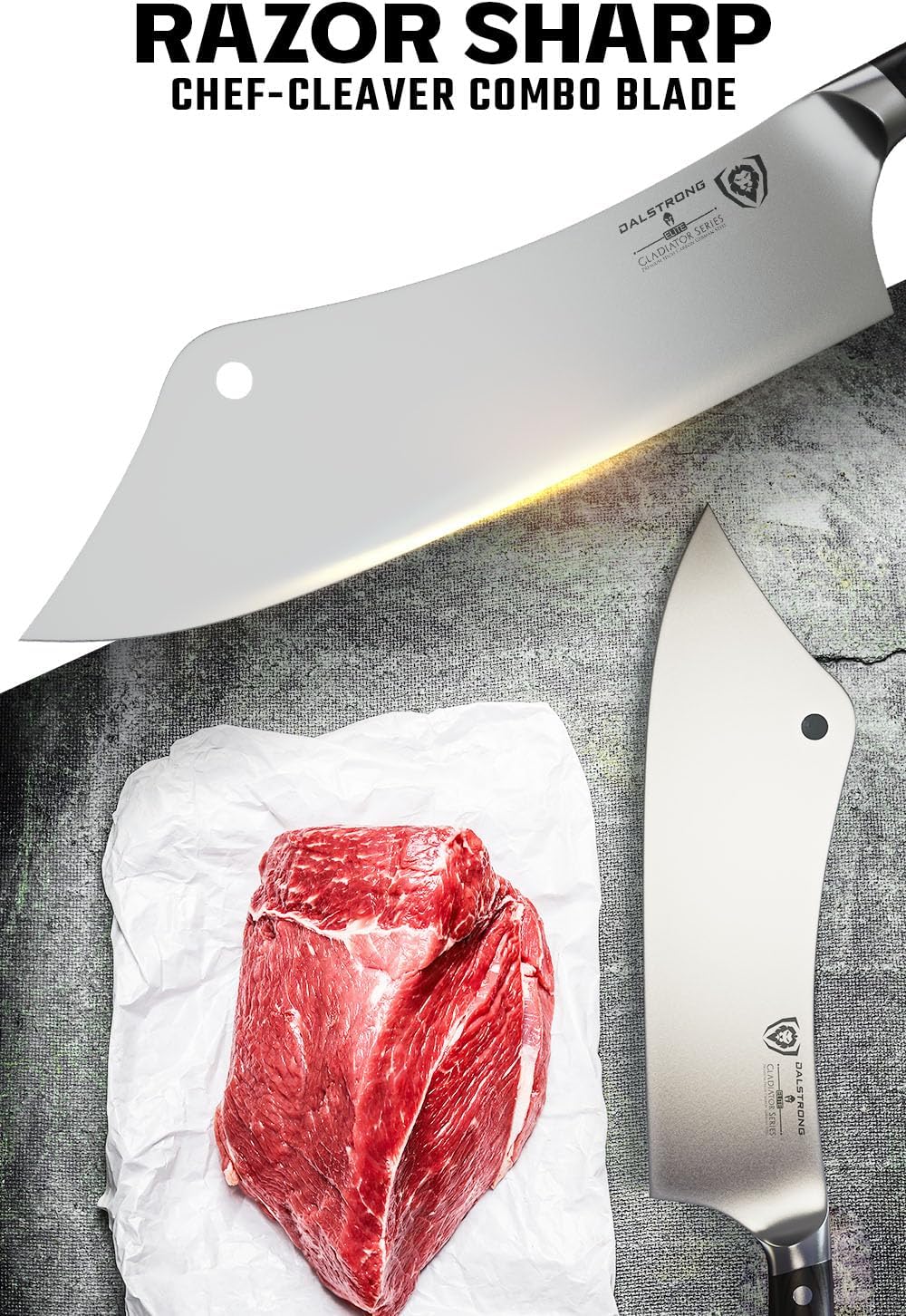 Crixus 8" Chef and Cleaver Knife - German HC Steel