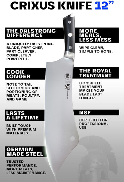 Crixus 8" Chef and Cleaver Knife - German HC Steel