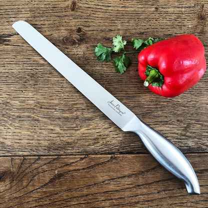 Stainless Steel Chopaholic Chef Ham & Salmon Slicer | Sharp Professional Kitchen Meat and Fish Carving Knife - 10"