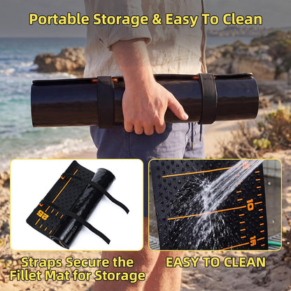 7 Pcs Fish Fillet Knife Set Fishing Cleaning Kit with 7" Stainless Steel Fillet Knife Non-slip Silicone Fish Mat Digital Scale Sharpener Scaler Cut Resistant Gloves Carrying Bag(Orange)