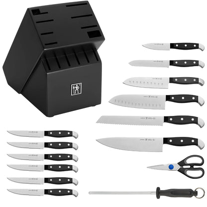Premium Quality 15-Piece Knife Set with Block, Razor-Sharp, German Engineered Knife Informed by over 100 Years of Masterful Knife Making, Lightweight and Strong, Dark Brown