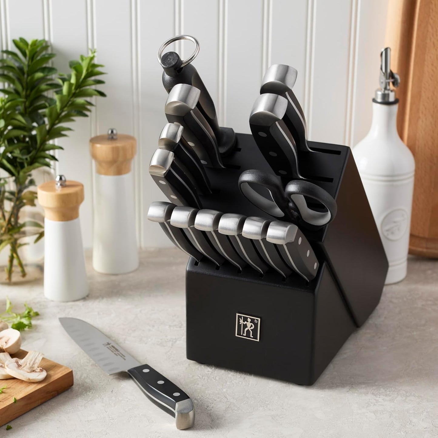 Premium Quality 15-Piece Knife Set with Block, Razor-Sharp, German Engineered Knife Informed by over 100 Years of Masterful Knife Making, Lightweight and Strong, Dark Brown