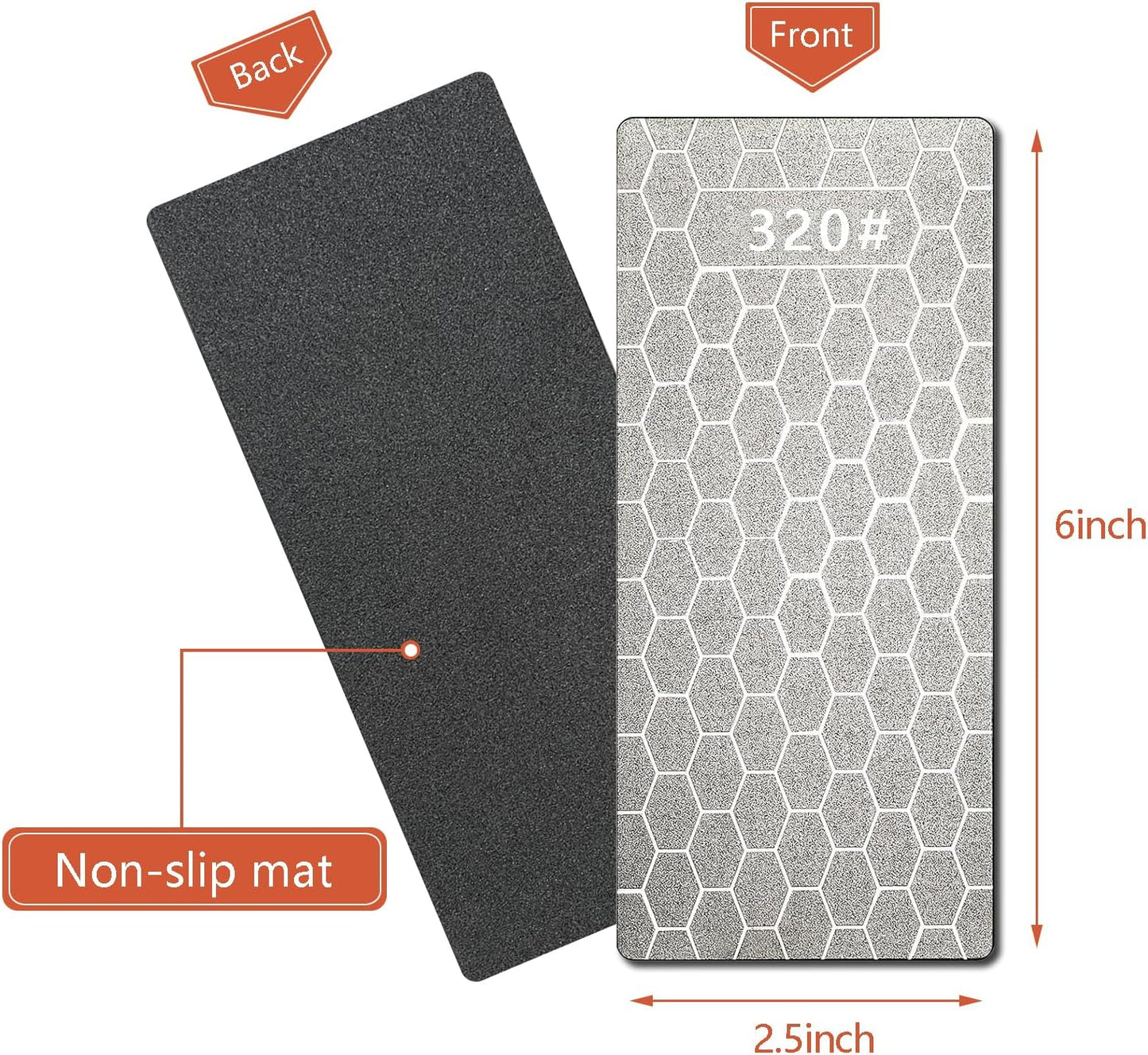 Diamond Sharpening Stone Flattening Stone Coarse or Fine Grit (320/1000/600/1200) with Non-Slip Base for Knives, Scissors & Tools (320 Grit - B)