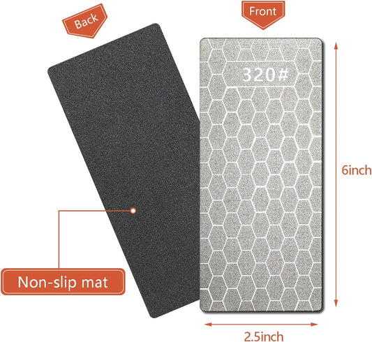 Diamond Sharpening Stone Flattening Stone Coarse or Fine Grit (320/1000/600/1200) with Non-Slip Base for Knives, Scissors & Tools (320 Grit - B)