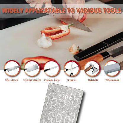 Diamond Sharpening Stone Flattening Stone Coarse or Fine Grit (320/1000/600/1200) with Non-Slip Base for Knives, Scissors & Tools (320 Grit - B)