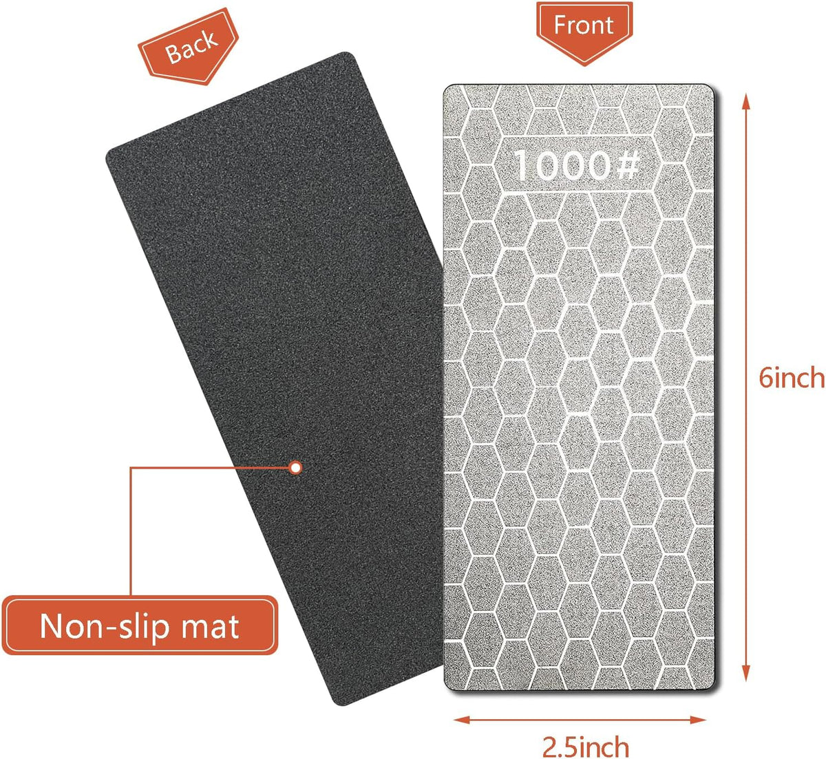 Diamond Sharpening Stone Flattening Stone Coarse or Fine Grit (320/1000/600/1200) with Non-Slip Base for Knives, Scissors & Tools (320 Grit - B)